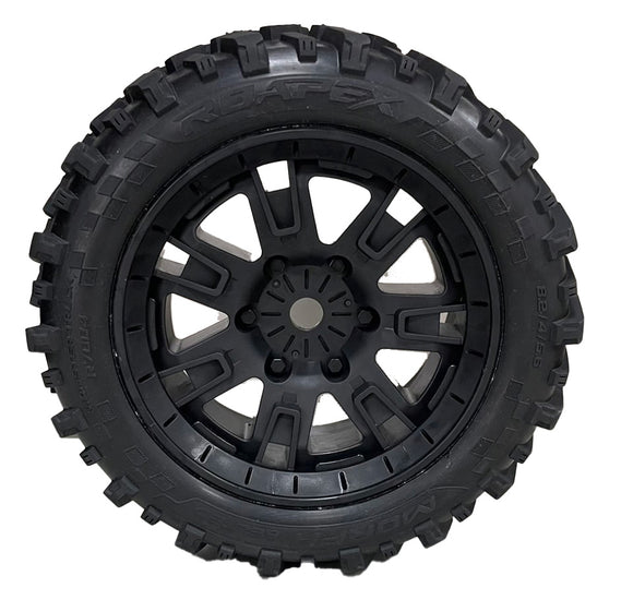 Morph Belted 8S Monster Truck Tires, Mounted on Black - Race Dawg RC
