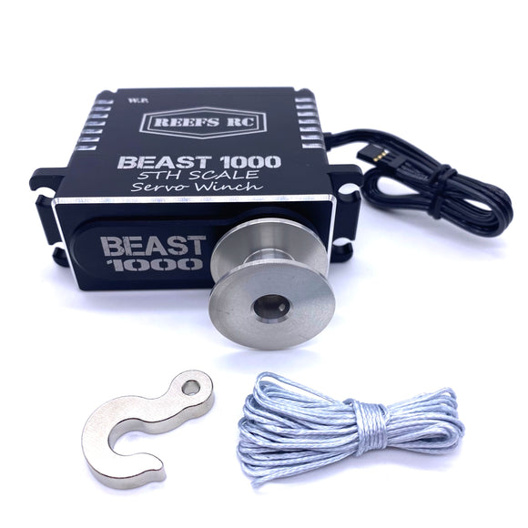 Beast 1000 5th Scale Servo Winch w/Reefs Spool, Hook, Syn - Race Dawg RC
