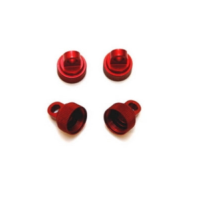 Red Upper Shock Caps-Traxxas CNC Machined Alum 4pc - Race Dawg RC