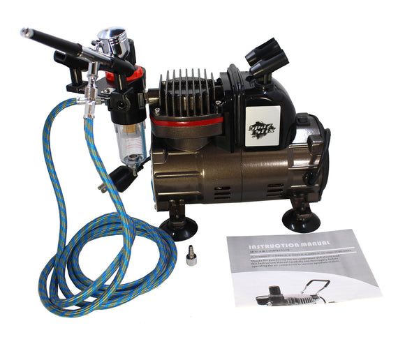 Dual Action Gravity Feed Airbrush & Compressor Combo - Race Dawg RC