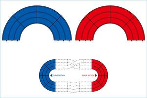 Japan Cup Junior Circuit Curve Section Set, Blue/Red, 4pcs - Race Dawg RC