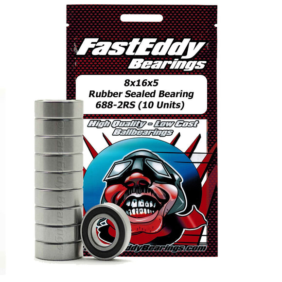 8x16x5mm Rubber Sealed Bearing (10) 688-2RS - Race Dawg RC