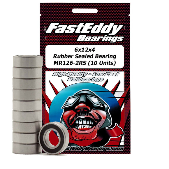 6x12x4mm Rubber Sealed Bearing (10) MR126-2RS - Race Dawg RC