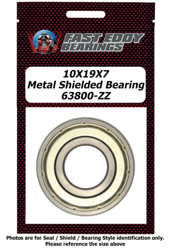 10X19X7 Metal Shielded Bearing 63800-ZZ - Race Dawg RC