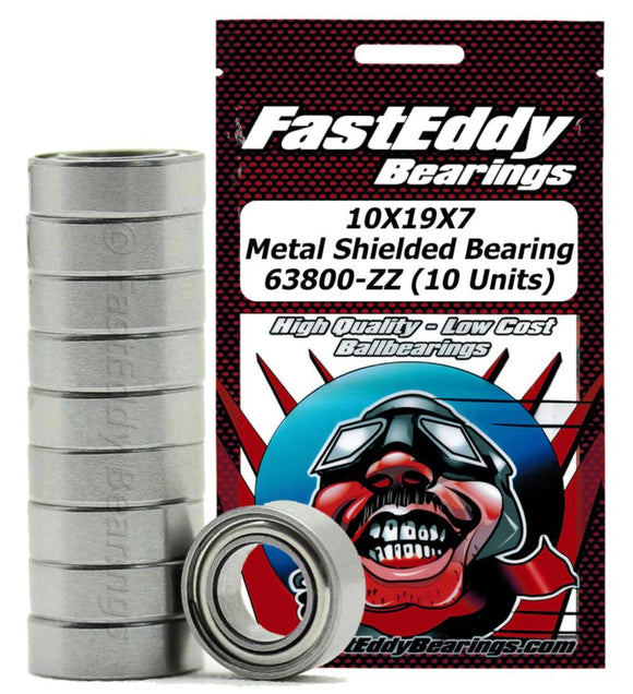 10X19X7 Metal Shielded Bearing 63800-ZZ (10 Units) - Race Dawg RC