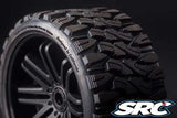 Sweep Racing SRC0002B Monster Truck Terrain Crusher Belted tire preglued on Black wheel 2pc set - Race Dawg RC