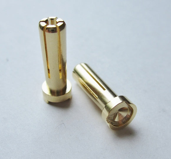 5mm Male Bullets Low Profile (pr.) Gold 19mm - Race Dawg RC