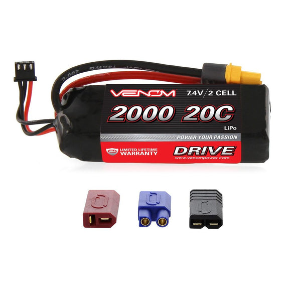 DRIVE 20C 2S 2000mAh 7.4V LiPo Battery with UNI 2.0 Plug - Race Dawg RC