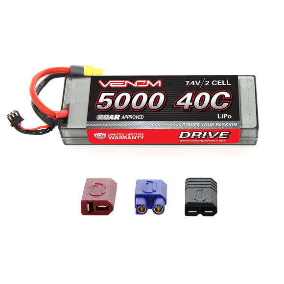 DRIVE 40C 2S 5000mAh 7.4V LiPo Hardcase ROAR Battery with UNI - Race Dawg RC