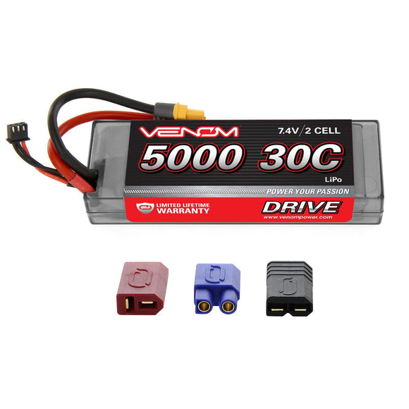 DRIVE 30C 2S 5000mAh 7.4V LiPo Hardcase ROAR Battery with UNI - Race Dawg RC