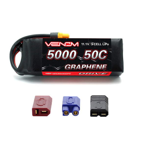 DRIVE 50C 3S 5000mAh 11.1V Graphene LiPo Battery w/ UNI P - Race Dawg RC