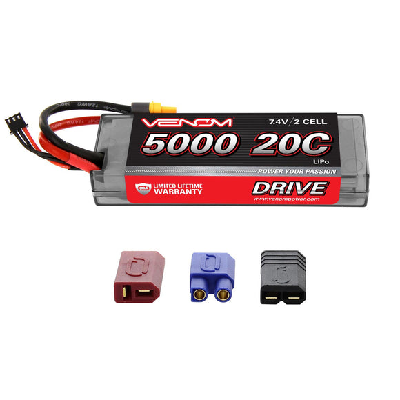 DRIVE 20C 2S 5000mAh 7.4V LiPo Hardcase Battery with UNI 2.0 - Race Dawg RC