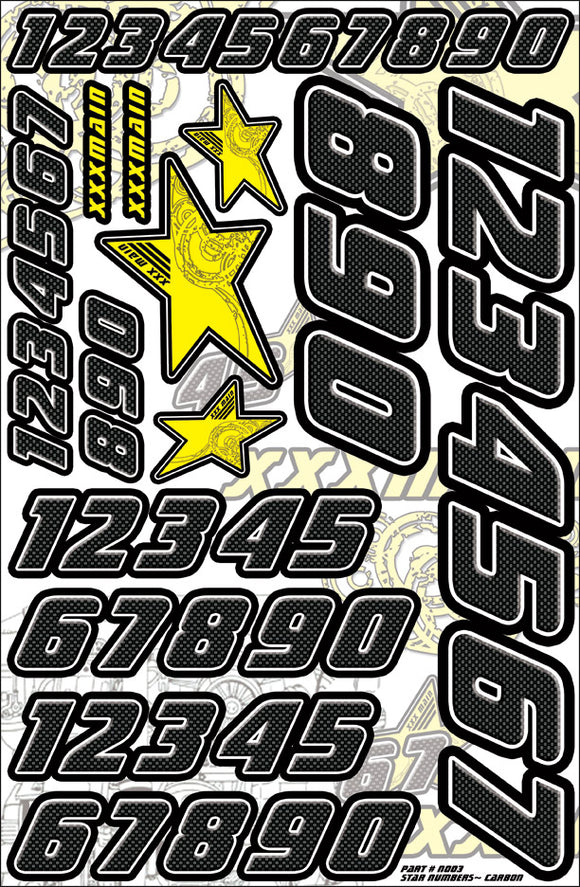 Star Numbers - Carbon - Race Dawg RC