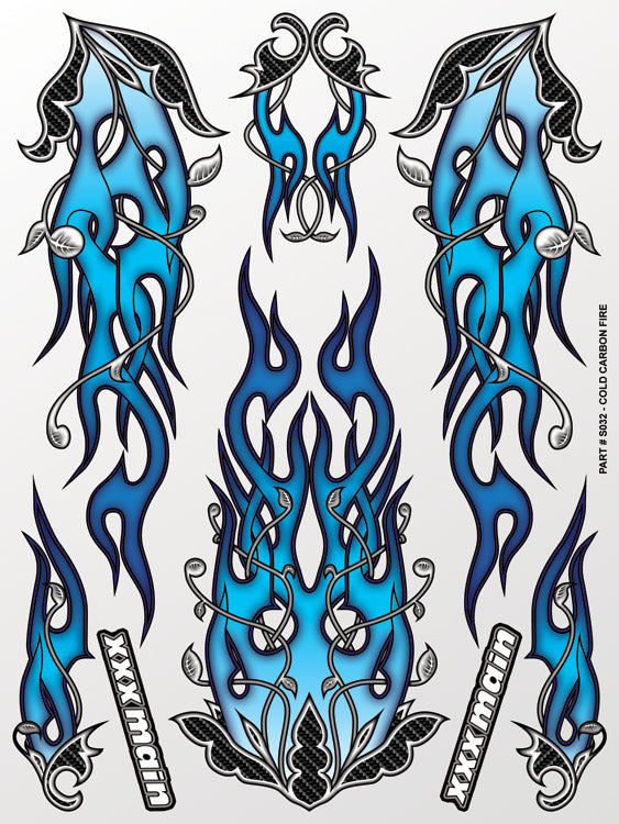 Cold Carbon Fire Sticker Sheet - Race Dawg RC