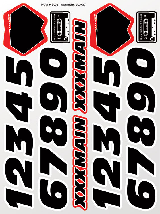 Numbers Black Sticker Sheet - Race Dawg RC